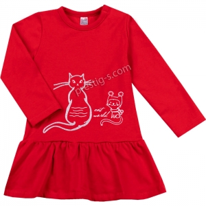 Детска рокля Котета в червено