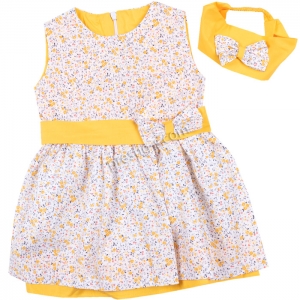Бебешка рокля цветя в жълто
