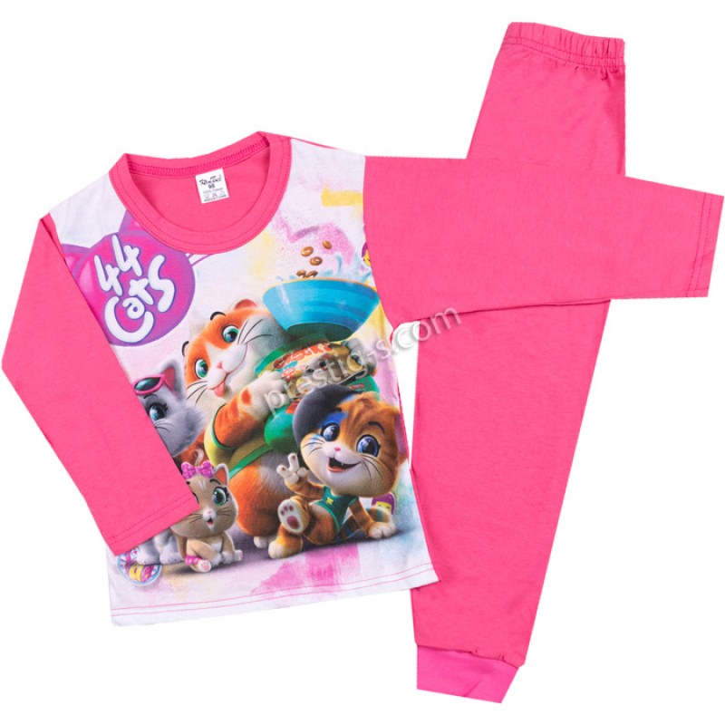 Детска пижама Котета в бонб. розово