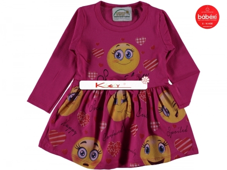 Детска рокля с весели щампи за момиче